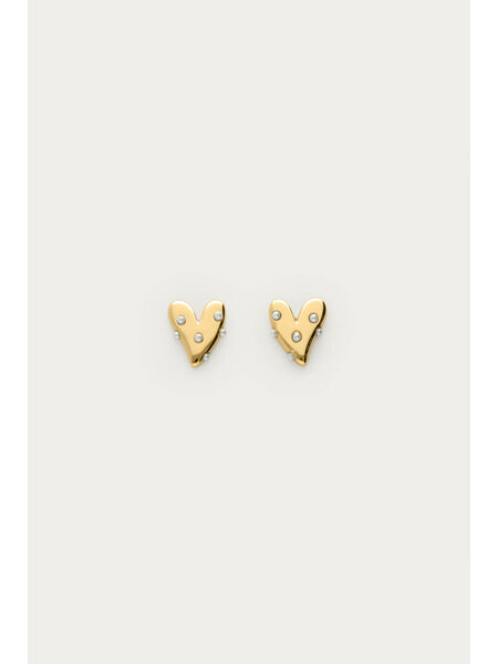 Studs met hart & imitatieparels MJ12599 Goud