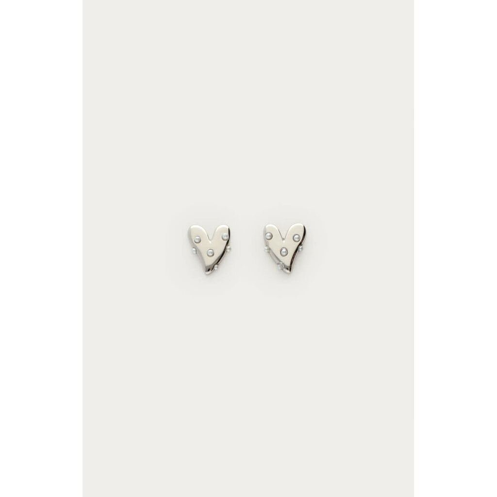 Studs met hart & imitatieparels MJ12599 Zilver