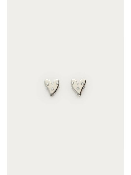 Studs met hart & imitatieparels MJ12599 Zilver