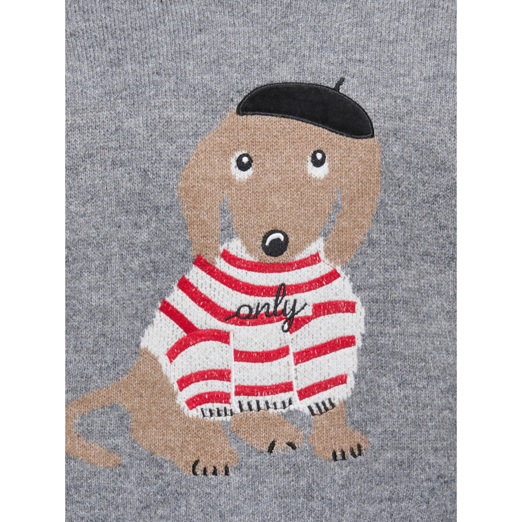 KIDS ONLY KOGTEDDY L/S PULLOVER KNT NOOS 15361854 Medium Grey Melange Dachshund
