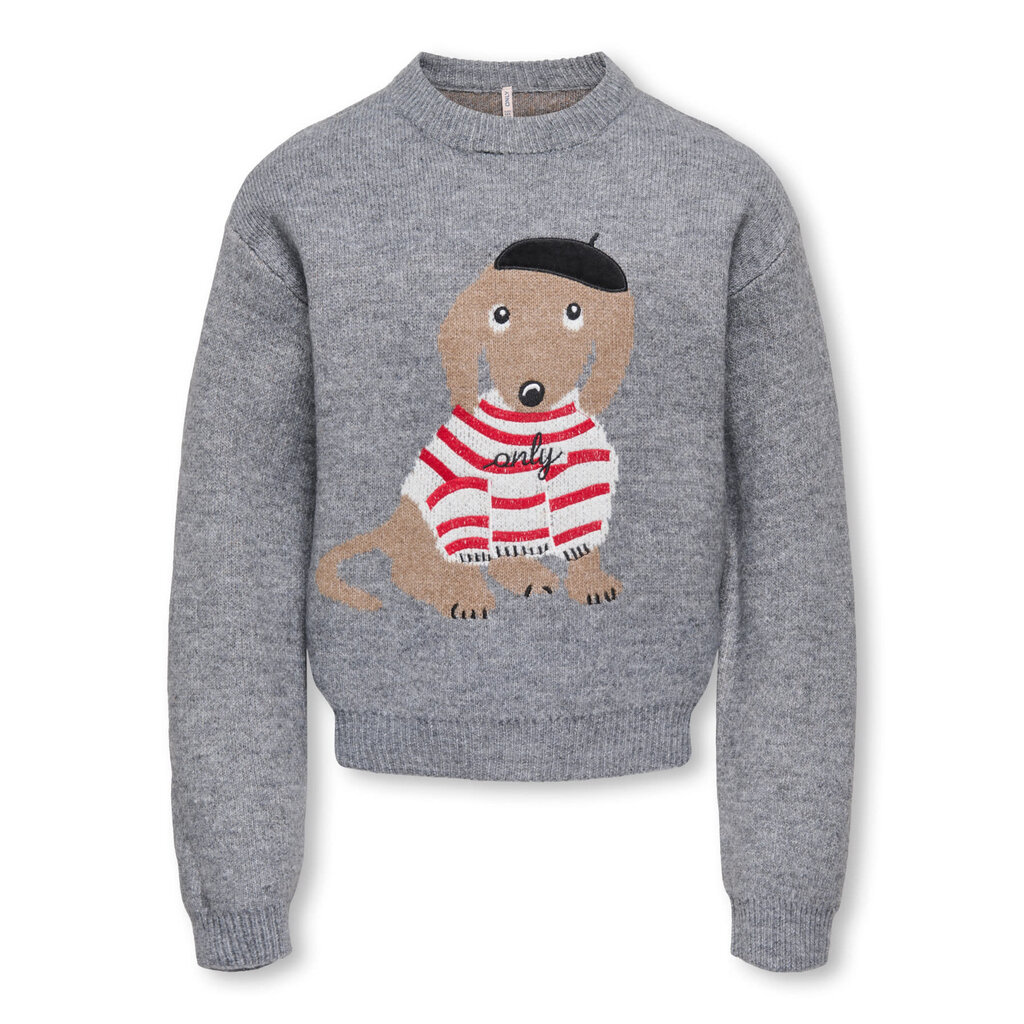 KIDS ONLY KOGTEDDY L/S PULLOVER KNT NOOS 15361854 Medium Grey Melange Dachshund