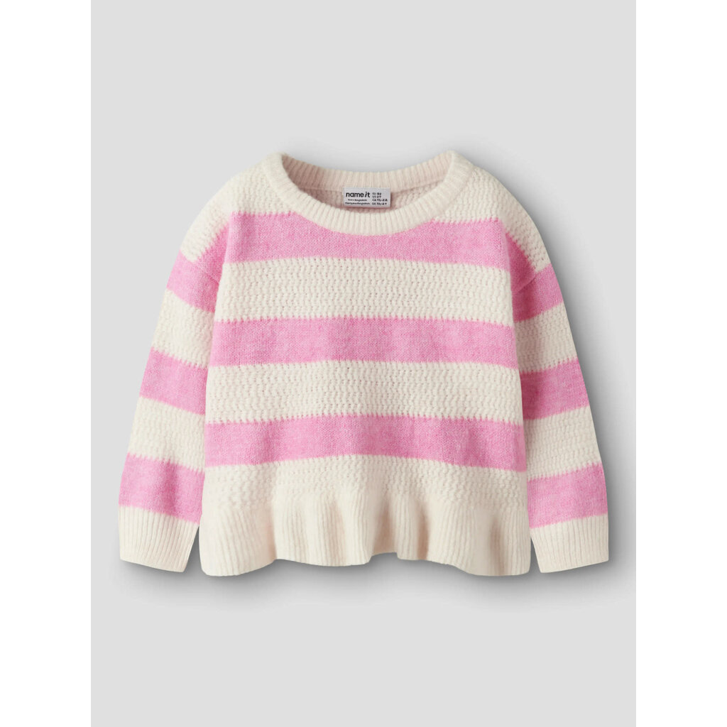 name it NMFNYLA LS KNIT 13259433 Antique White BEGONIA PINK