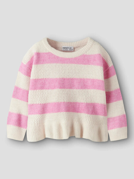 name it NMFNYLA LS KNIT 13259433 Antique White BEGONIA PINK