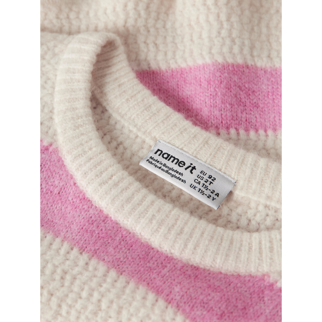 name it NMFNYLA LS KNIT 13259433 Antique White BEGONIA PINK