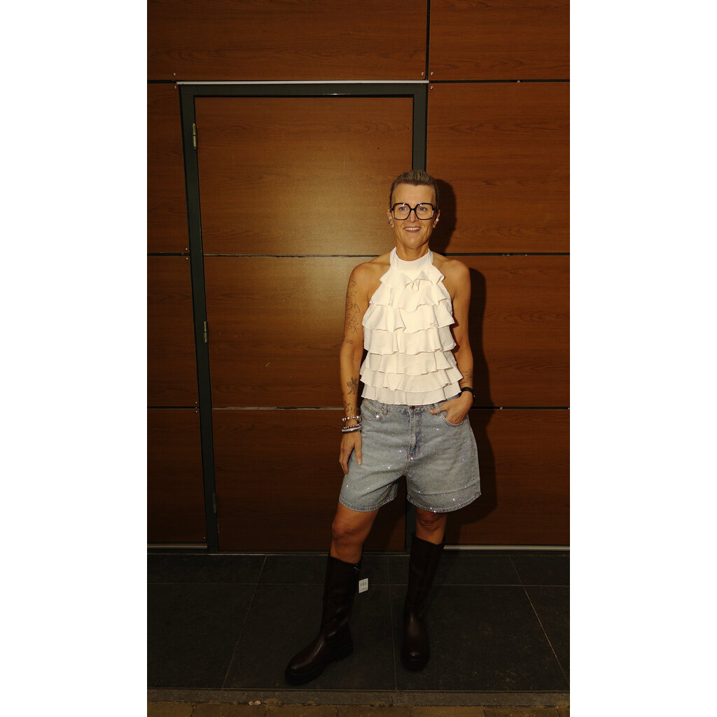 Allover glitter denim short - blue