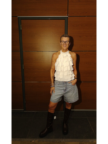 Allover glitter denim short - blue