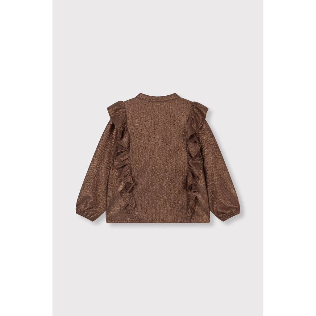 ALIX mini shiny ruffle blouse (62608945539) warm brown