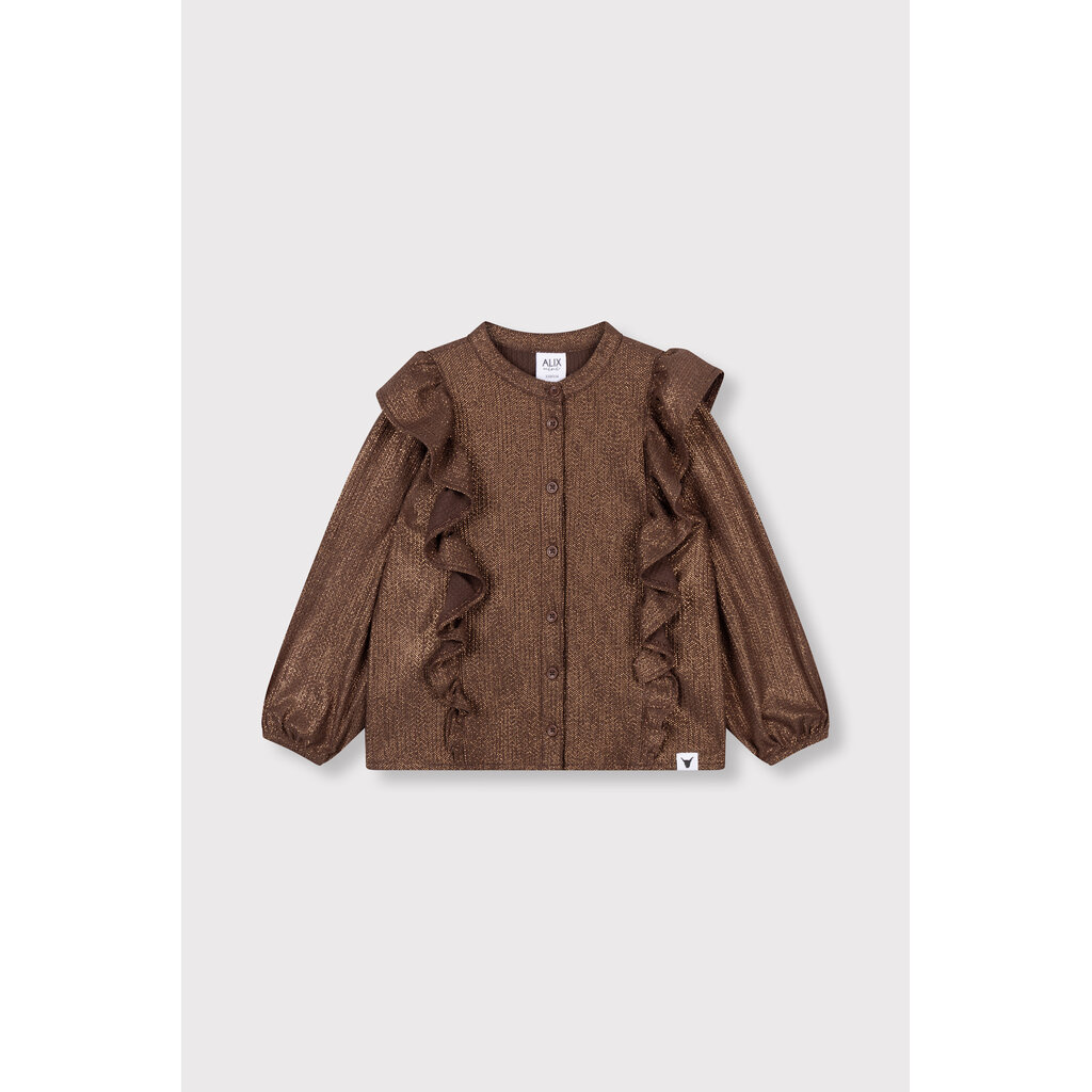 ALIX mini shiny ruffle blouse (62608945539) warm brown