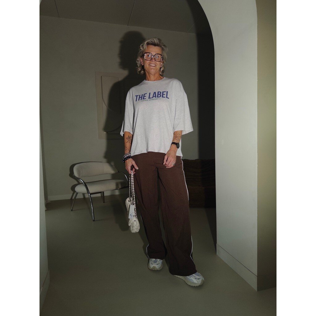 Pantalon parachute ruit - brown