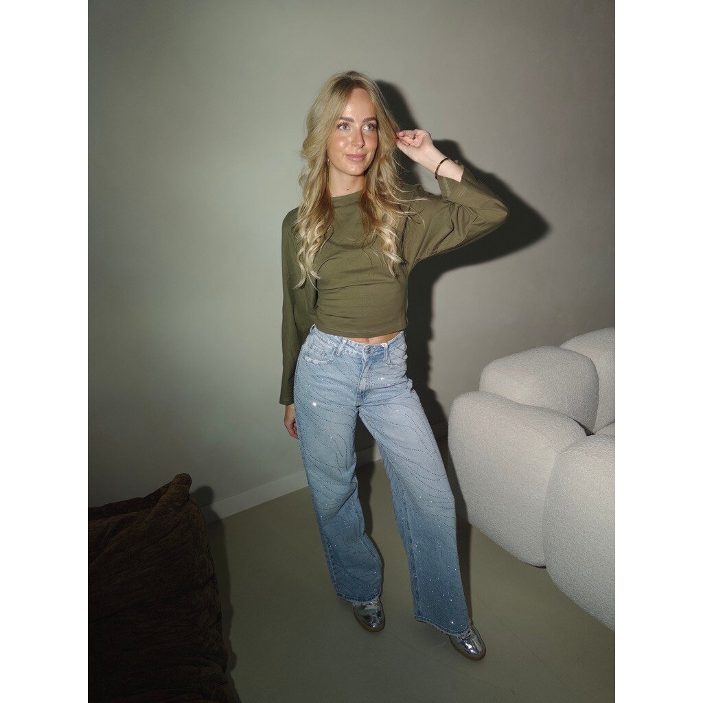 Stretch jeans sparkle swirl - blue