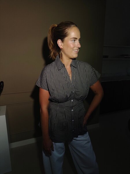 Blouse ss taille ruit - navy