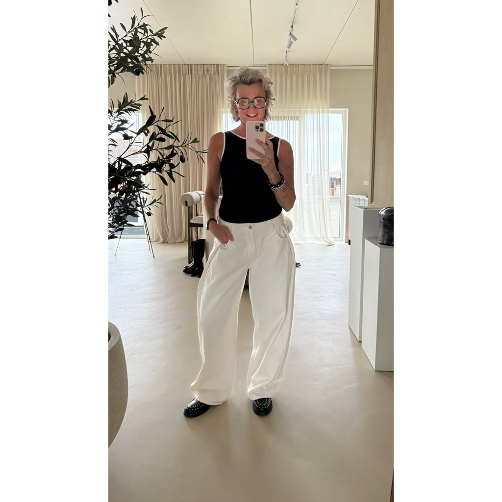 Baggy jeans plooien in boord - white
