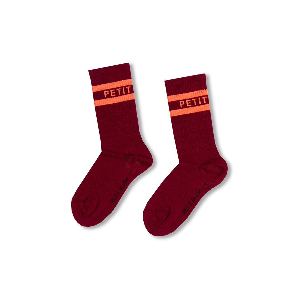 PETIT BLUSH Sport Socks AW25-022 Bordeaux/Orange