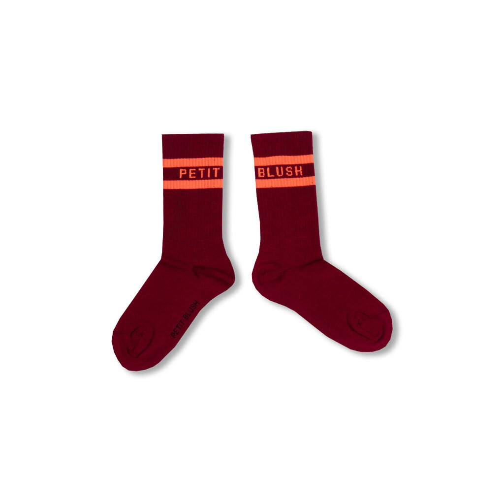 PETIT BLUSH Sport Socks AW25-022 Bordeaux/Orange