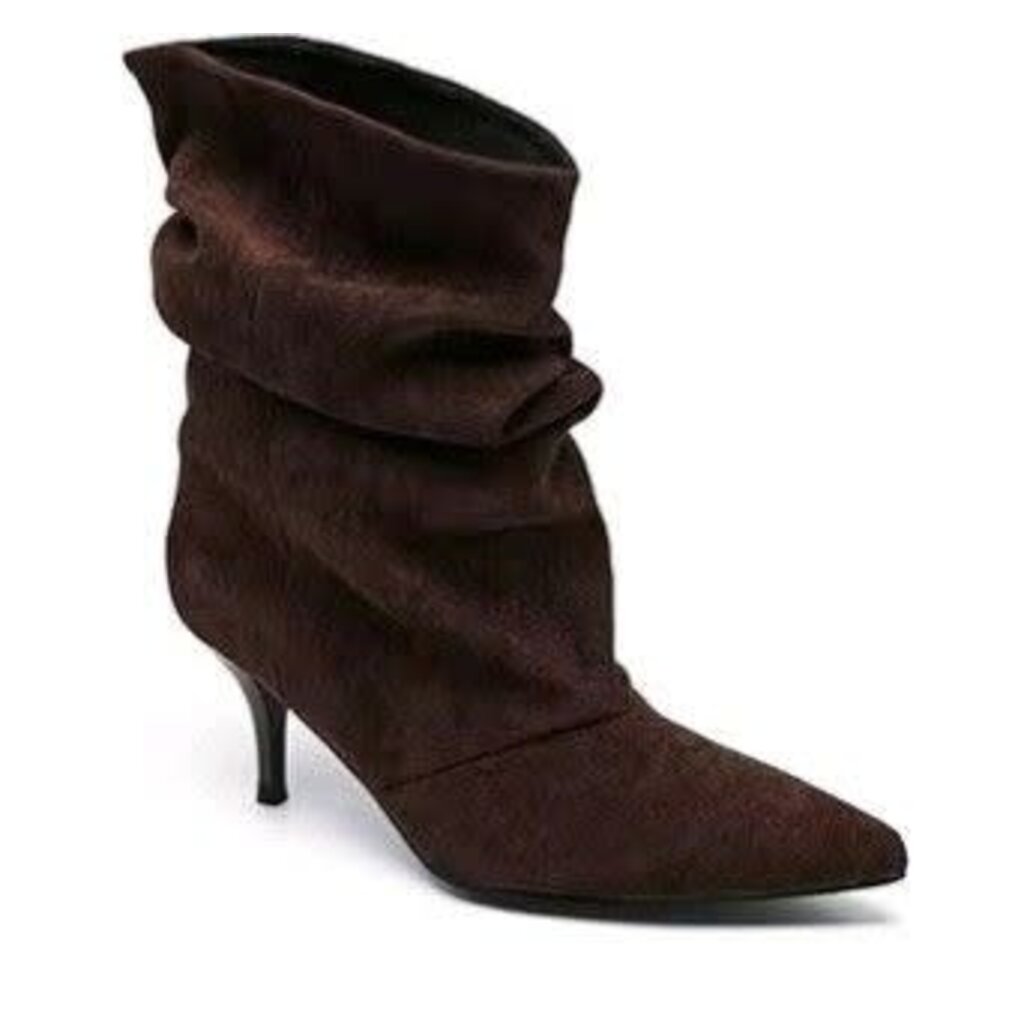 Suedine short slouchy boots - brown