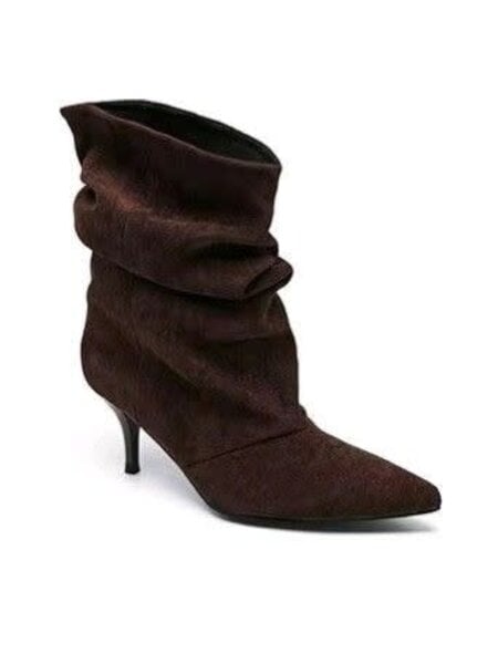 Suedine short slouchy boots - brown
