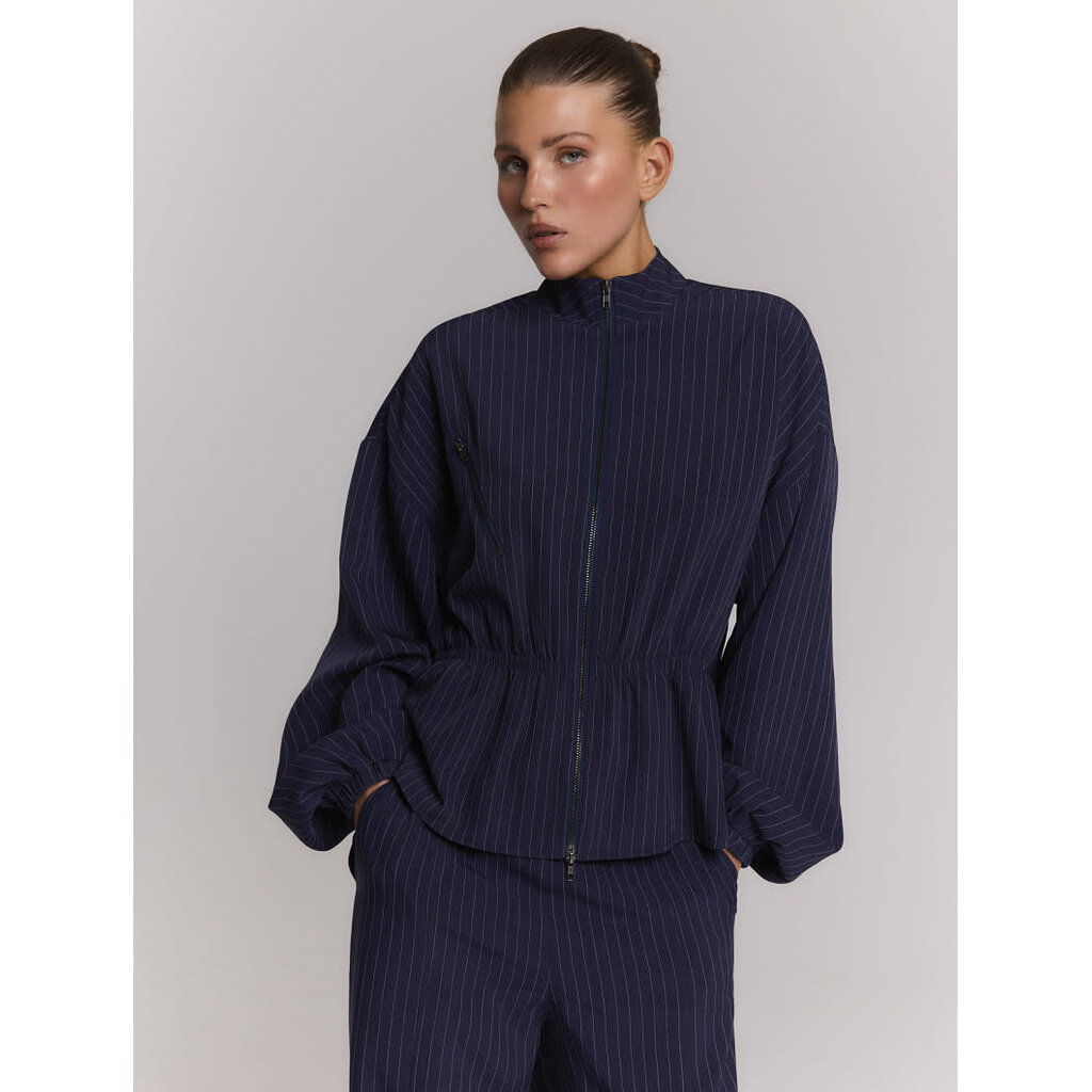 REFINED pinstripe balloon sleeve top ELYSIA (R2609902130) navy