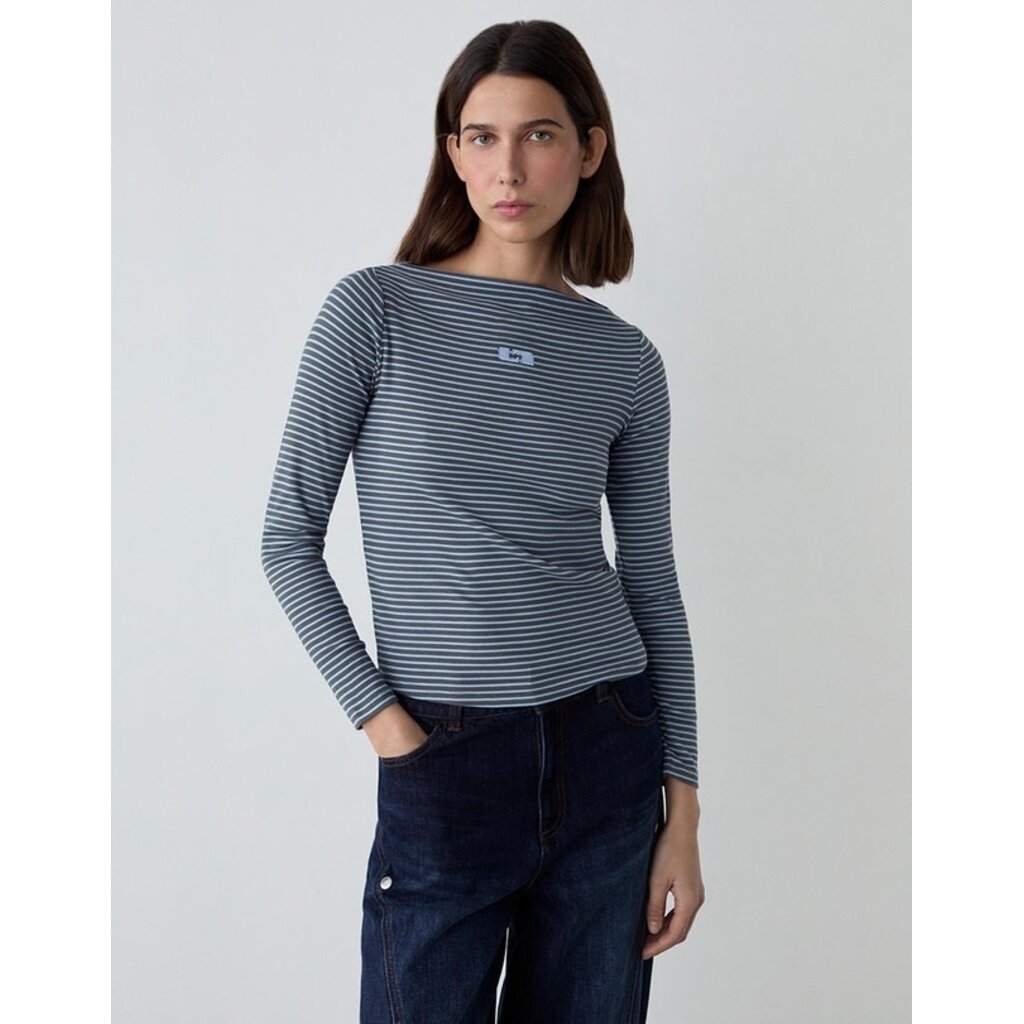 LAAGAM EMORY BLUE STRIPED LONG SLEEVE T-SHIRT
