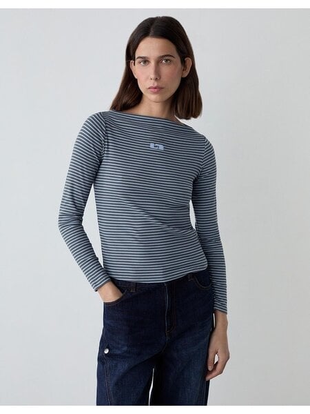 LAAGAM EMORY BLUE STRIPED LONG SLEEVE T-SHIRT