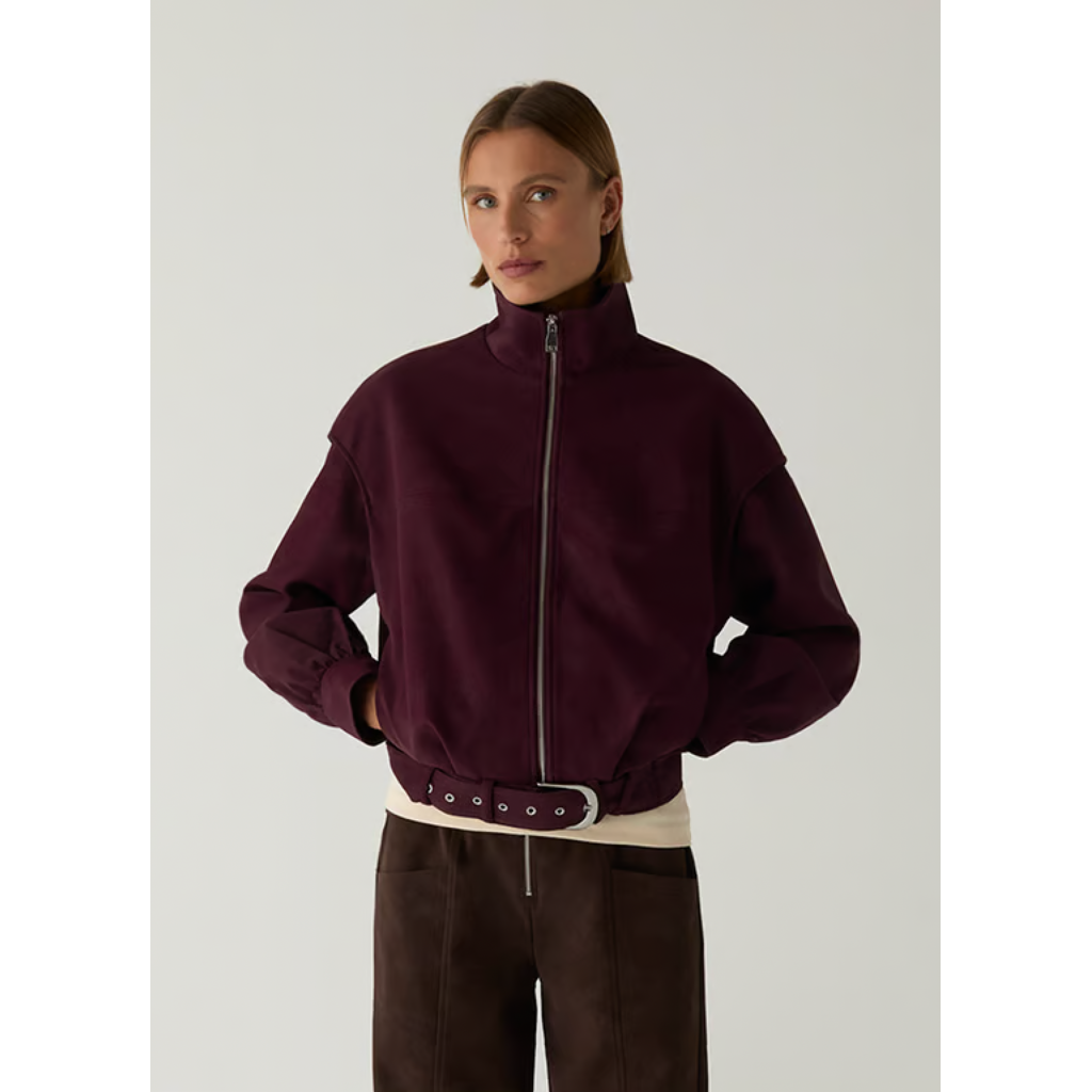 LAAGAM SIGNY BURGUNDY BOMBER JACKET