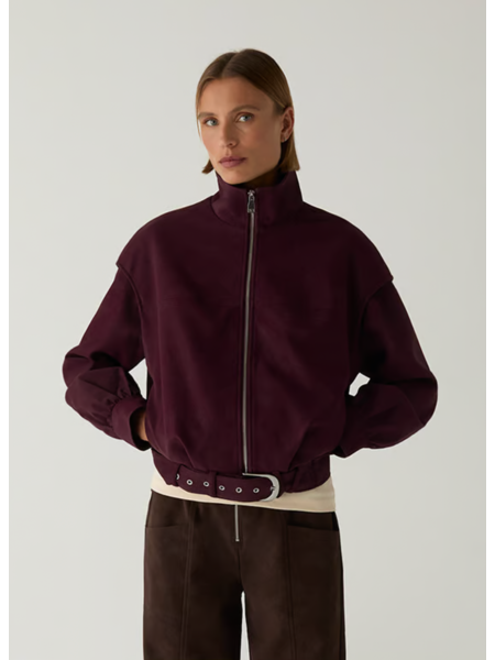 LAAGAM SIGNY BURGUNDY BOMBER JACKET