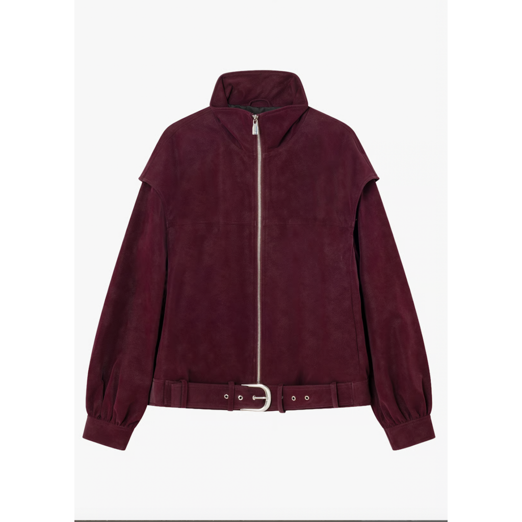 LAAGAM SIGNY BURGUNDY BOMBER JACKET