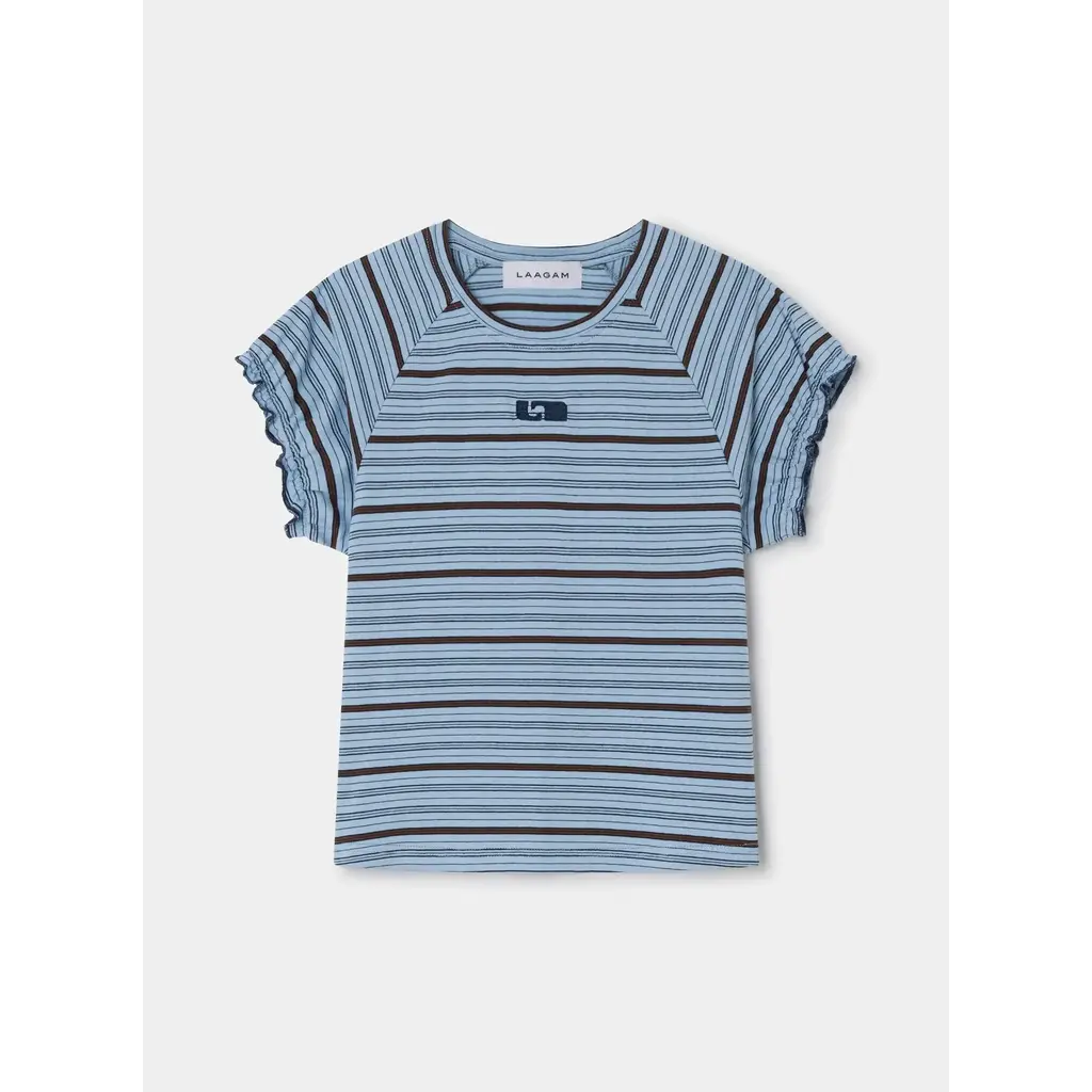 LAAGAM ZAIRA BLUE EMBROIDERED LOGO T-SHIRT