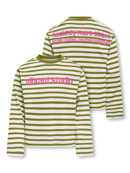 KIDS ONLY KOGLIDA L/S STRIPE TOP JRS 15382349 Cloud Dancer Cardemom Seed