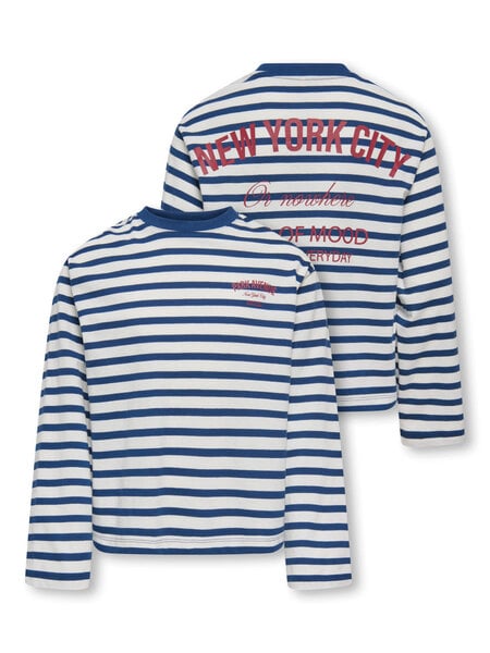 KIDS ONLY KOGLIDA L/S STRIPE TOP JRS 15382349 Cloud Dancer Navy Peony