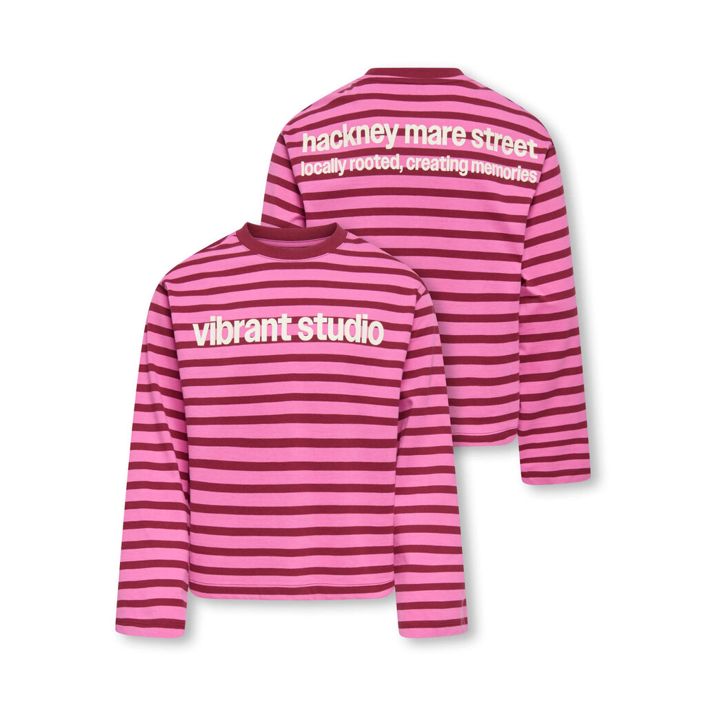 KIDS ONLY KOGLIDA L/S STRIPE TOP JRS 15382349 Fiji Flower Rumba Red