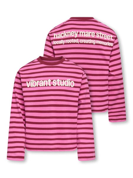 KIDS ONLY KOGLIDA L/S STRIPE TOP JRS 15382349 Fiji Flower Rumba Red