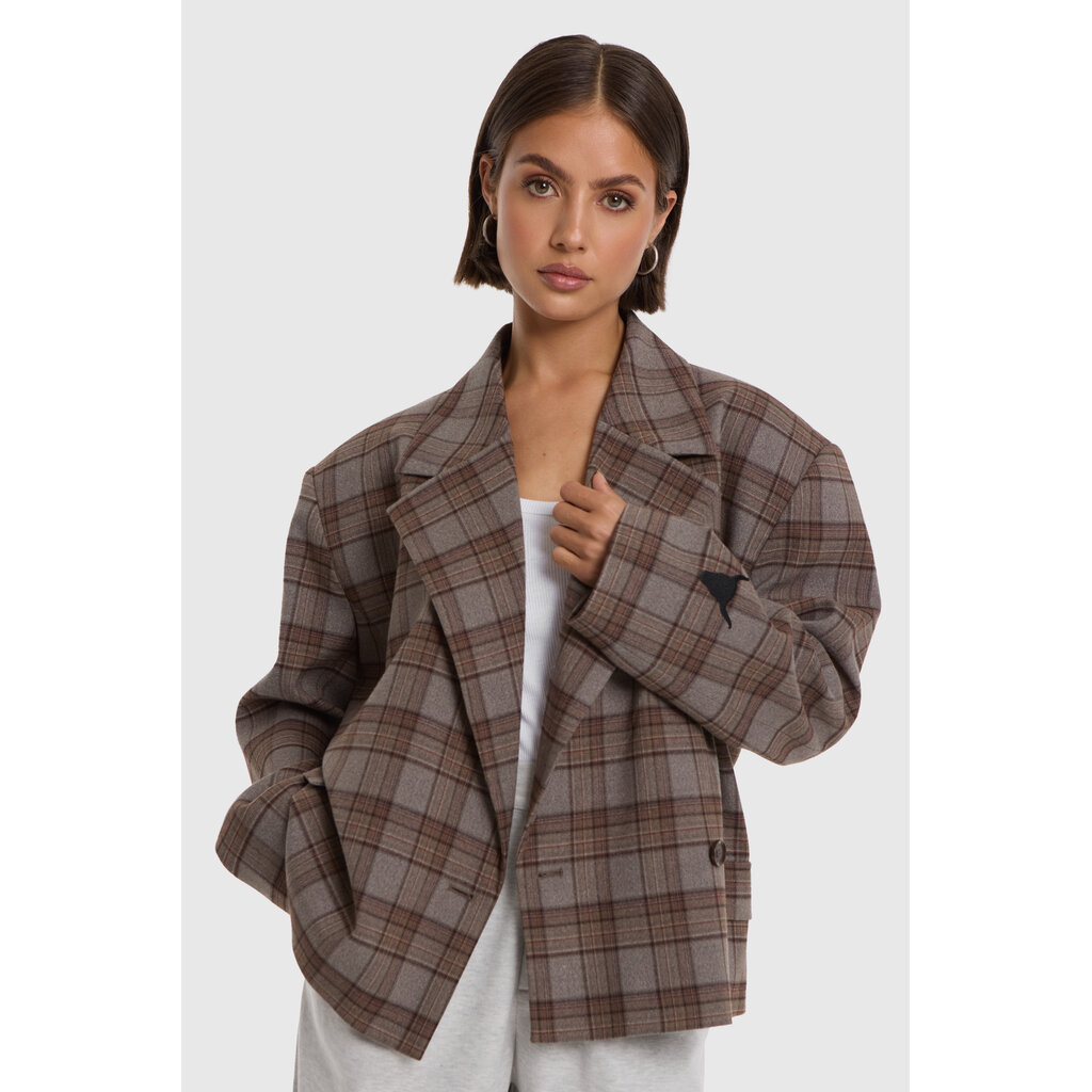 ALIX cropped check blazer (2609440868) warm brown