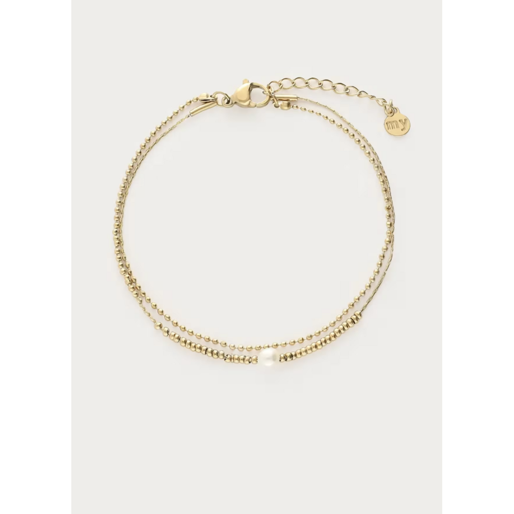 Bracelet dubble fine pearl MJ16016 Gous