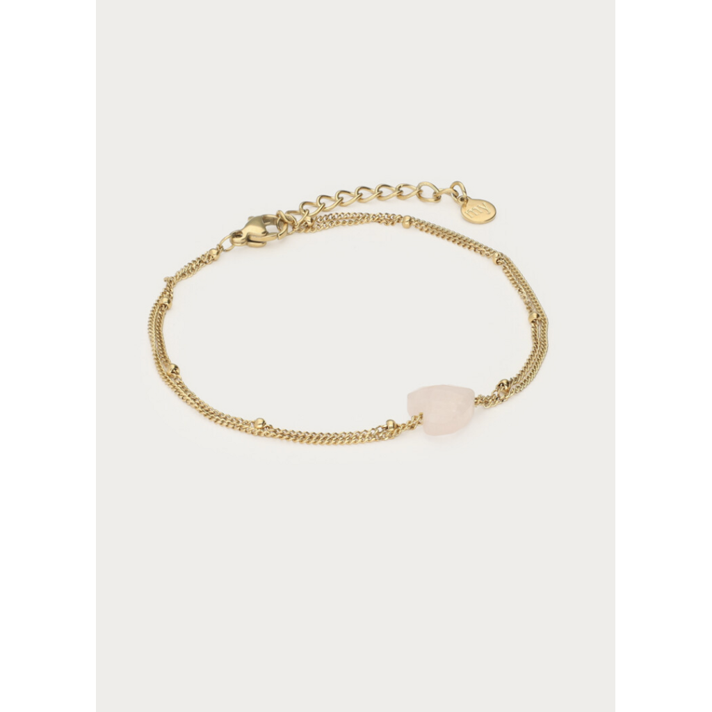 Bracelet heart rose quartz MJ15901 Goud