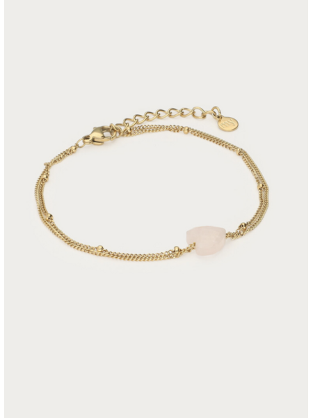Bracelet heart rose quartz MJ15901 Goud