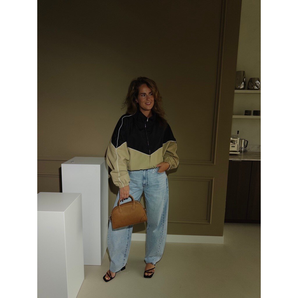 Track jacket - black/beige