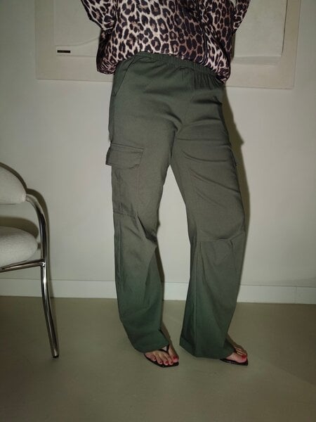 Cargo trousers elastic waist - army