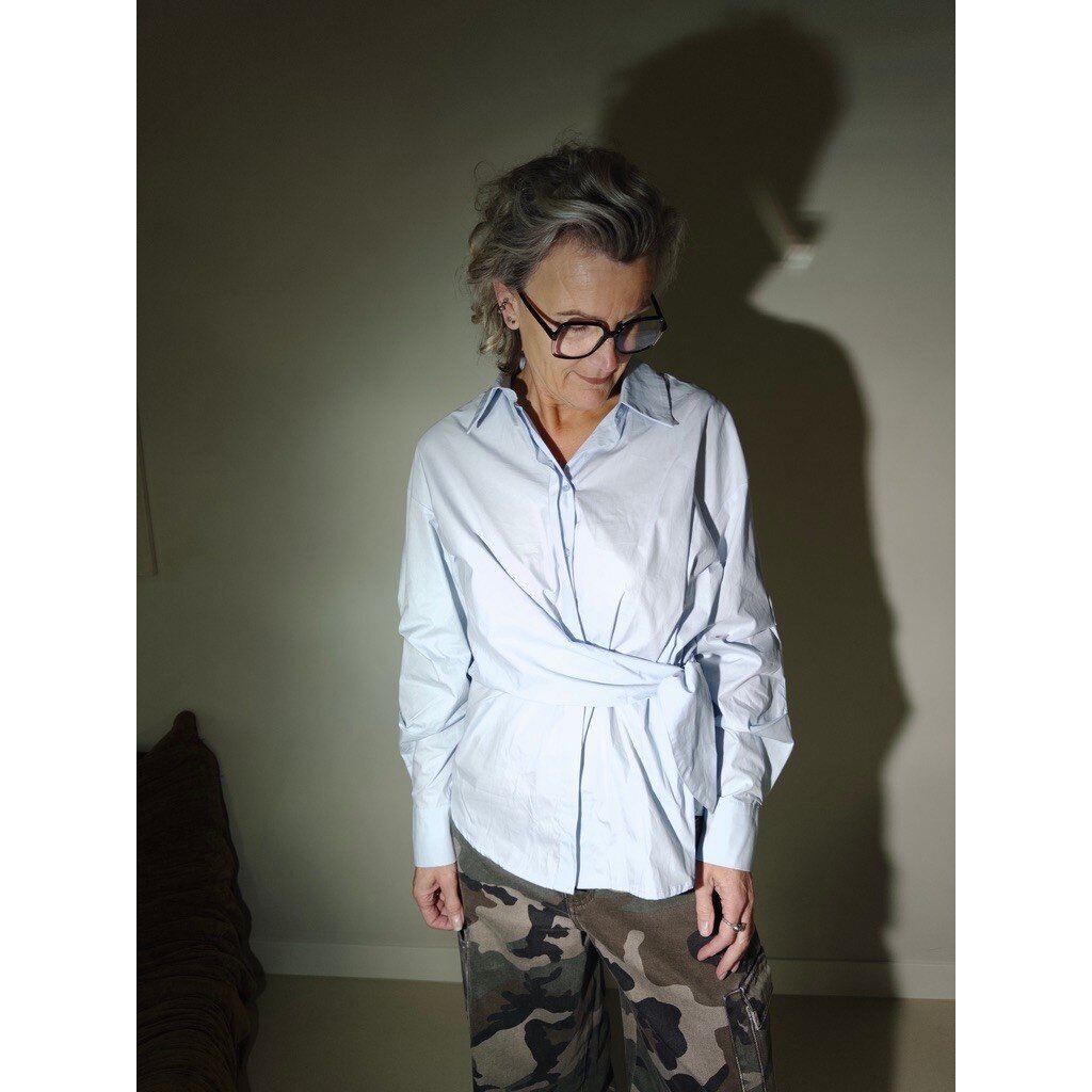 Strik blouse oversized - lichtblauw