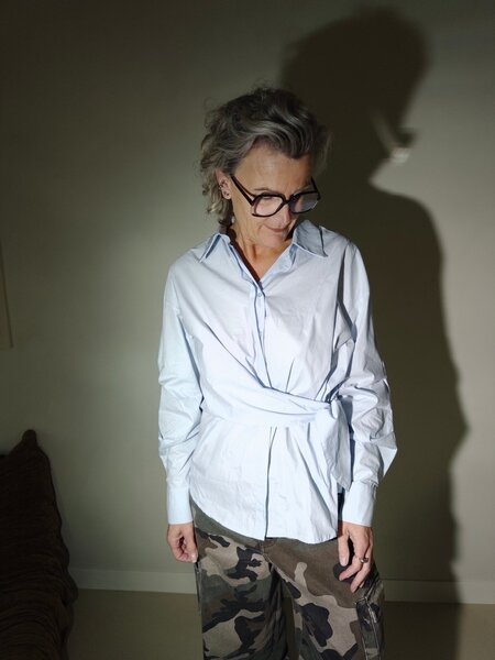 Strik blouse oversized - lichtblauw