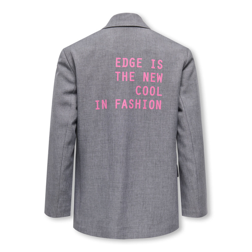 KIDS ONLY KOGLINDA LS BOYFR TEXT MEL BLAZER TLR 15379429 Medium Grey Melange Fiji Flower Text / BACK