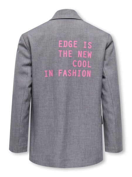 KIDS ONLY KOGLINDA LS BOYFR TEXT MEL BLAZER TLR 15379429 Medium Grey Melange Fiji Flower Text / BACK