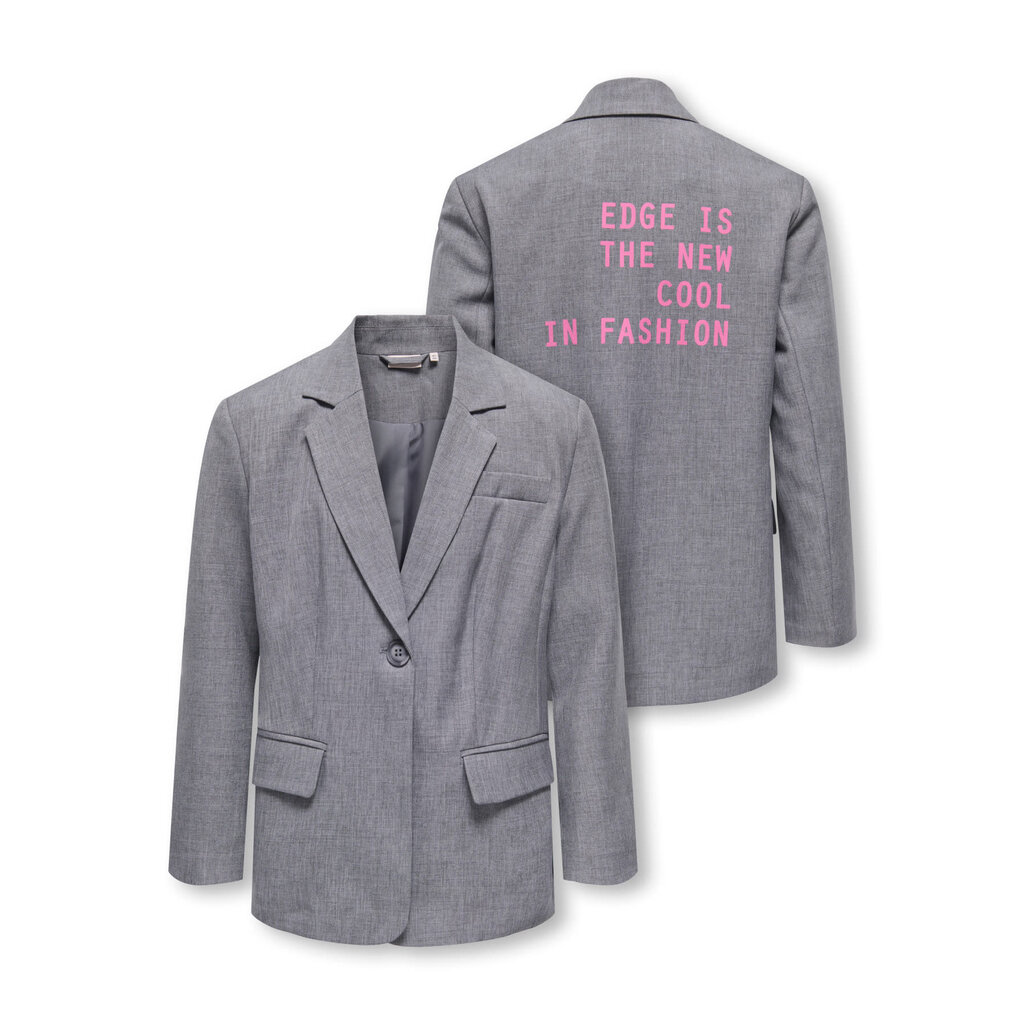 KIDS ONLY KOGLINDA LS BOYFR TEXT MEL BLAZER TLR 15379429 Medium Grey Melange Fiji Flower Text / BACK