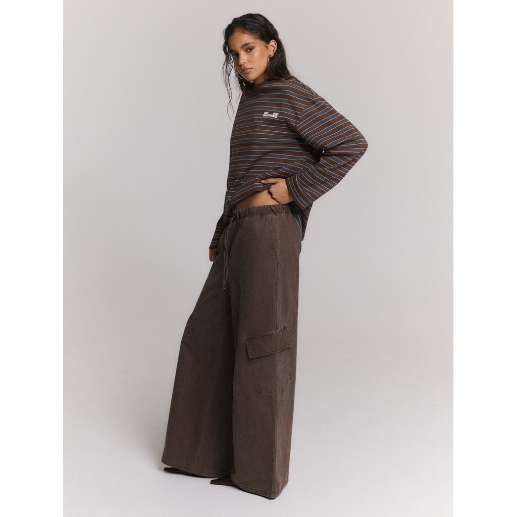 REFINED washed wide leg cargo pants MILA (R2610146295) choc brown