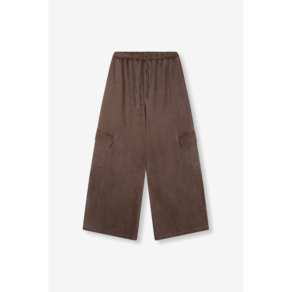 REFINED washed wide leg cargo pants MILA (R2610146295) choc brown