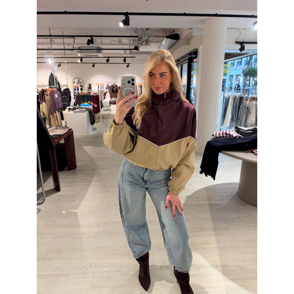 Track jacket - bordeaux/camel