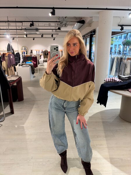 Track jacket - bordeaux/camel