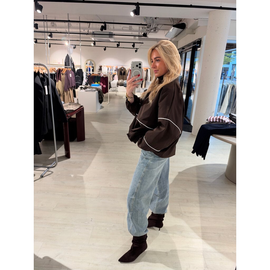 Oversized track jacket - brown