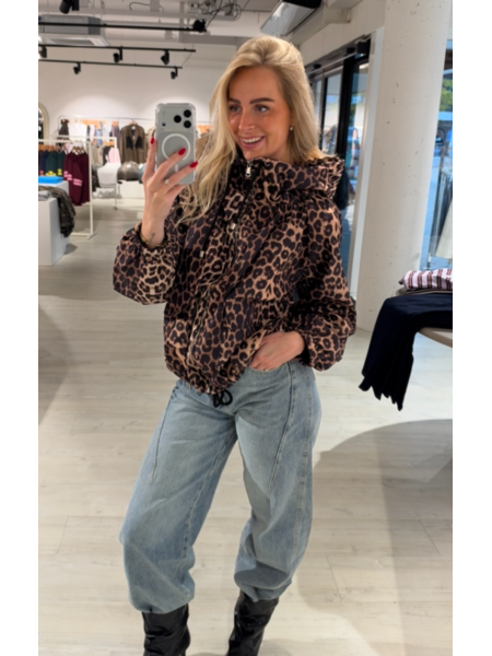 Oversized leopard hooded jacket