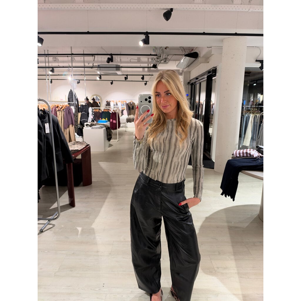 Faux leather balloon trousers - black
