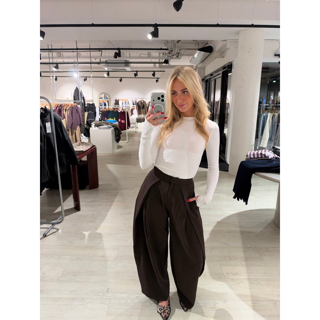 Pantalon wide leg - cafe